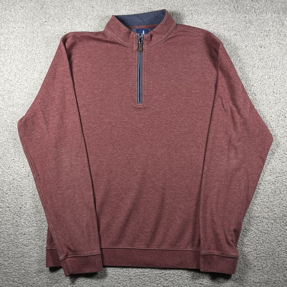 Johnnie O 1/4 Zip Pullover Mens L Red Fleece Performance Cotton Stretch Sully
